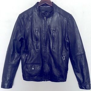 Banana Republic Leather Bomber Jacket. Mdt Blue. S